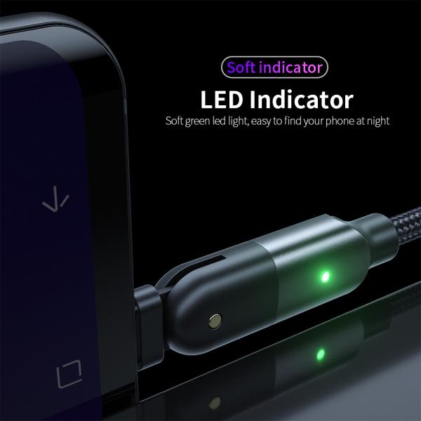 ODM FCC 5V 2.4A USB Type C Data Cable 1.2m Length Rotating Elbow