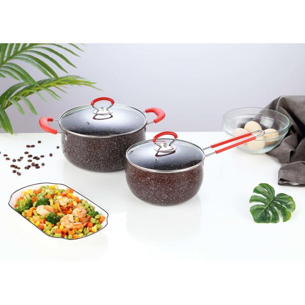 Non Stick Stainless Steel Cookware Sets With Marble Coating Pan