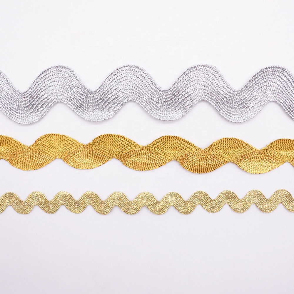 China Garment 3cm 4cm Braid Gold Rick Rack Edging wholesale