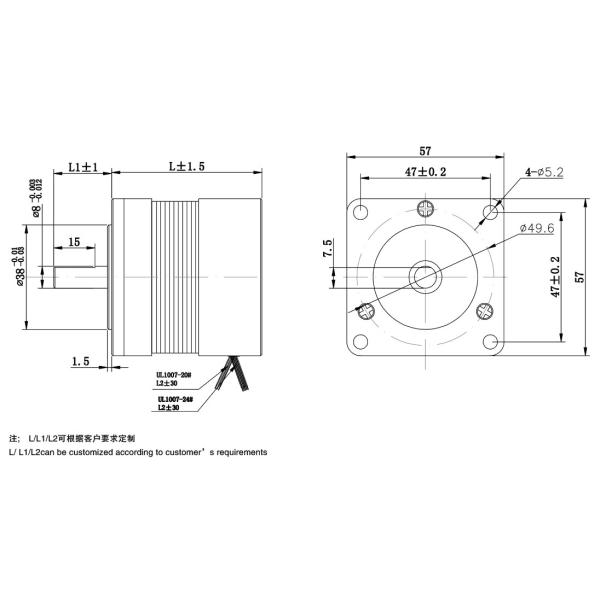 3000rpm 125W 24V Brushless Dc Motor For Electrical Cars 57mm Round