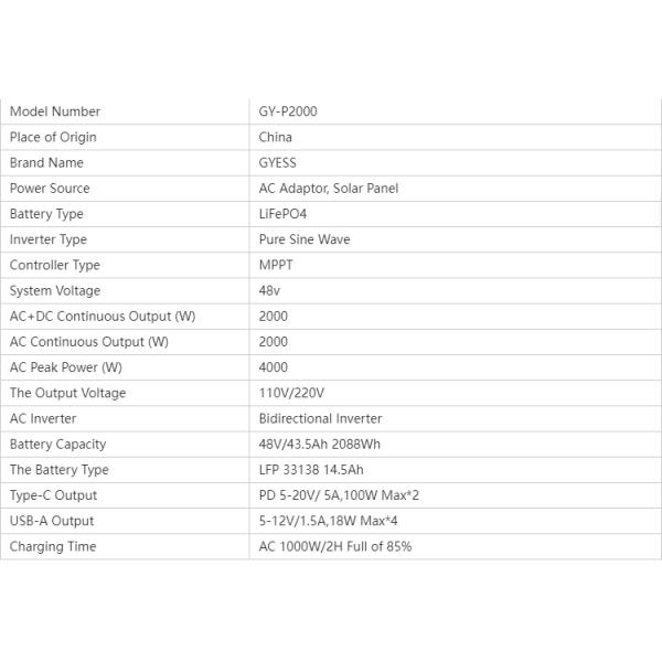 Small size high power 2KWH portable mobile power fast charging 110v/220v output 2000watts solar mobile energy storage