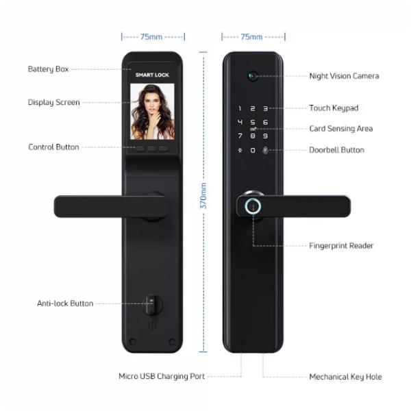 Fingerprint Tuya Wifi Smart Door Lock With Camera Smart Digital Intelligent Door Lock