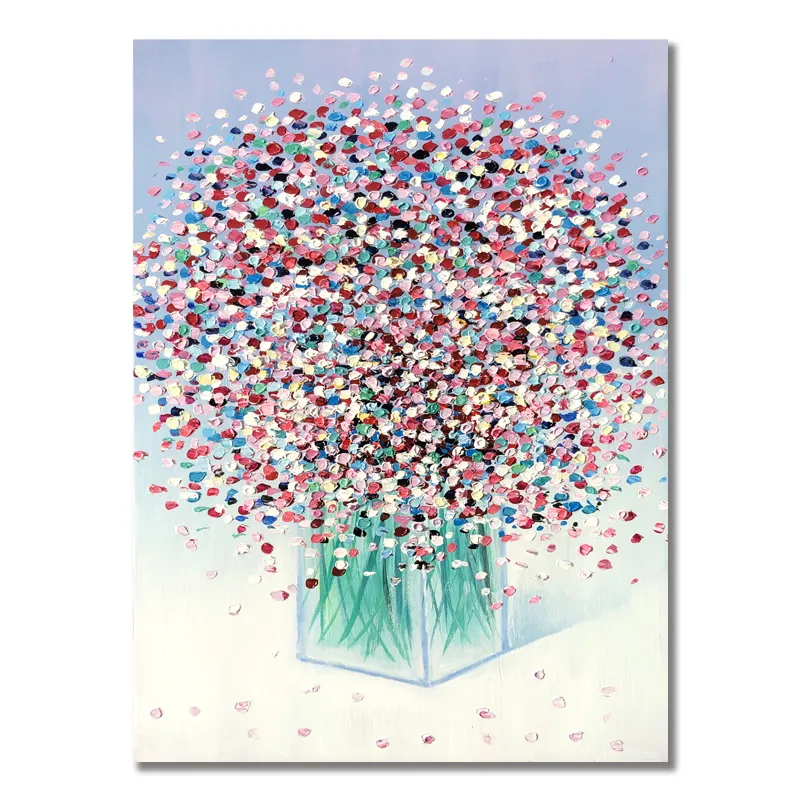 Modern Style Hand Painted Oil Painting Abstract Colorful Flower Canvas 6 Color for Living Room Home Decor