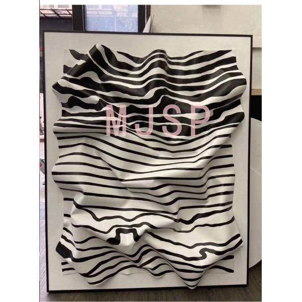 Round Abstract 3D Metal Art Painting Handmade Ink Paintings Wall Arts With Frame