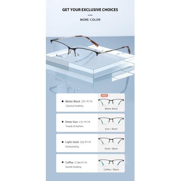 Half Rim Titanium Frame Glasses Unisex For Computer Reading Gaming