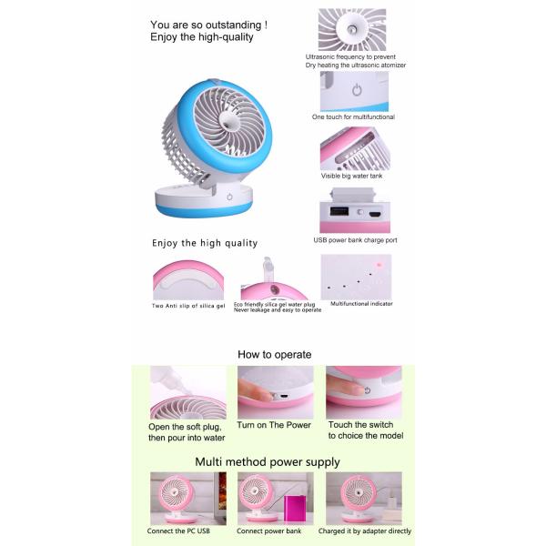 Strong Wind Portable Rechargeable Fan Emergency Charging Power Bank 80ml Capacity