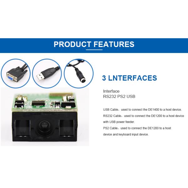 32 Bit CPU Oem Barcode Module , 1D CCD Barcode Scanner Module USB TTL Interface DE1400