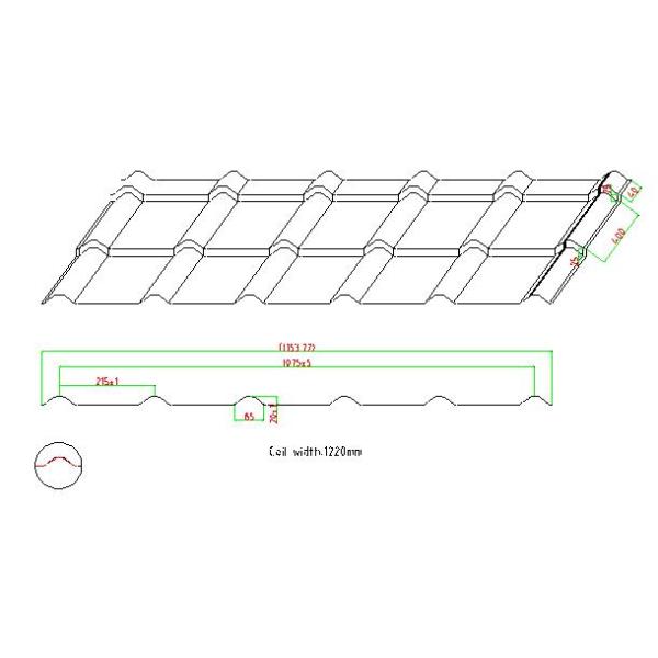 Two Layer Tile Profile Roll Forming Machine 0.35-0.6mm Thickness With 6 Ton Hydraulic Decoiler