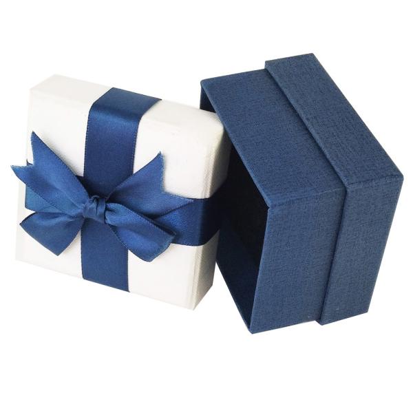 Standing Blue Jewelry Earring Gift Boxes Luxury Jewelry Box With Satin Ribbon