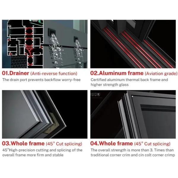 Impact Glazing Double Layer Tempered Glass Window OEM Custom Made Aluminium Windows