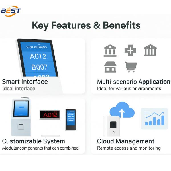 LCD Touch Screen Queue Management System Ticket Dispenser Machine With Multiple Languages Thermal Printing