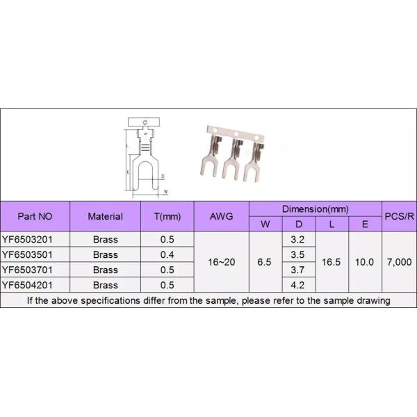 Y Type Copper 3.2mm Non Insulated Wire Crimp Terminal