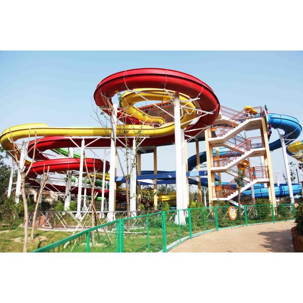 Custom Fiberglass Water Slides for amusement park with 1 year Warranty