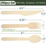 Disposable Wooden Cutlery Set, Pack Of 200 (100 Forks, 50 Spoons, 50 Knives)