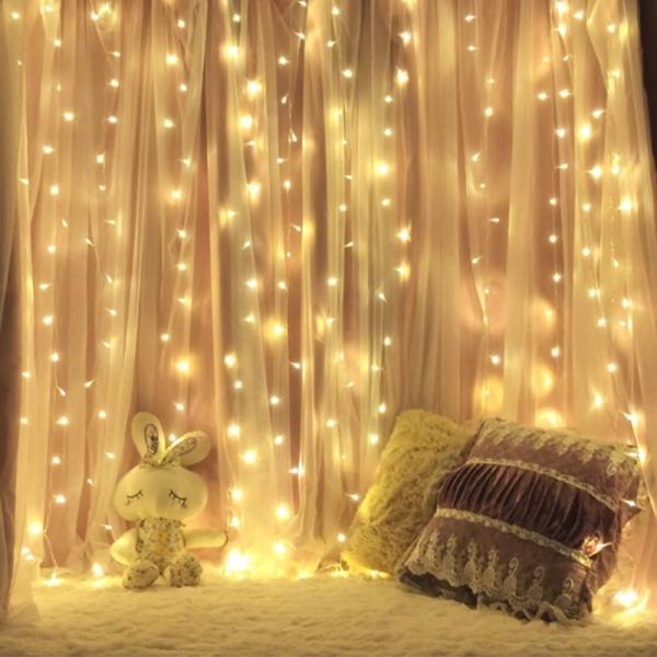 IP44 3*3M 300 LED Copper Wire Curtain Light 5V USB With 8 Mode