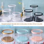 Tall Clear Cake Boxes With Ribbon - Gold Round Clear Cake Box For Birthday Cake