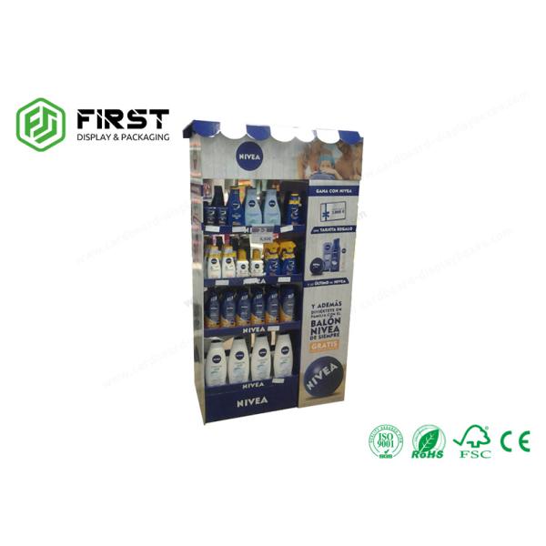 Customized Logo Printed Foldable Paper Floor Display Stand For Retail Promotion