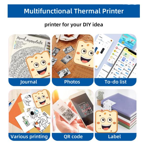 1200mA 3.7V Thermal Portable Mini Inkless Printer Sticker 203DPI