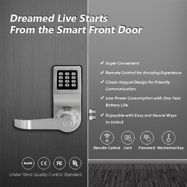 High Security Push Button Door Lock, Silver / Golden Electronic Key Entry System