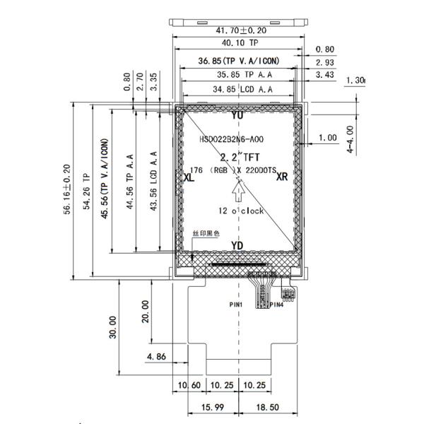2.2 Inch TFT LCD Display Manufacturer China 176x220 Dots SPI&RGB Interface
