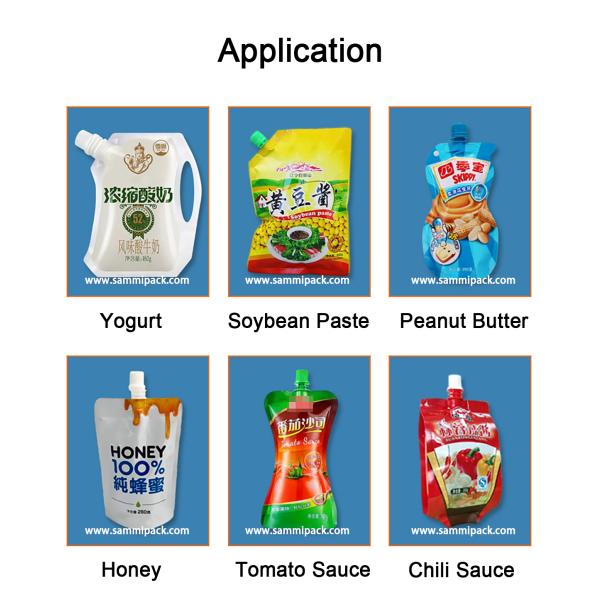 Factory High Viscosity Paste Filling Machine With Hopper, Ointment Tomato Sauce Spout Bag Packing Machine