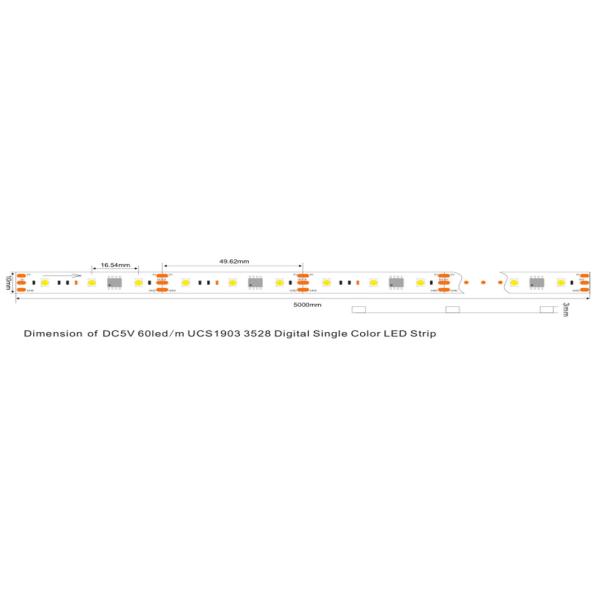 DC 5V / 12V Digital LED Strip Lights , UCS1903 Decorative LED Rope Light