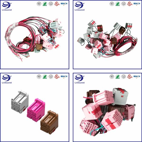 Brown 4.6mm Pitch Automobile Wiring Harness Cable 5 Rows Connector