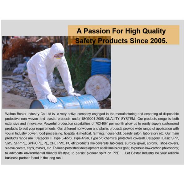 OEM Type 5/6 Lightweight Disposable Protective Coverall Chemical Suit