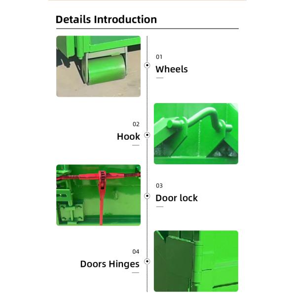 Heavy Duty open top container 5ft 6ft 7ft high Waste Container For Construction Demolition