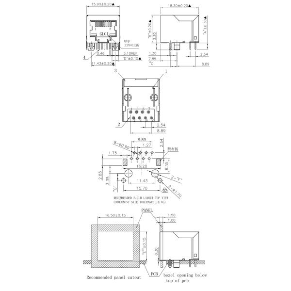 Low Cost Single Port RJ45 Without Magnetics Latch Down Transformer