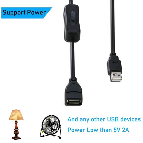Power ON OFF Data Charging Male to Female USB Switch Cable for Led Lamp Computer