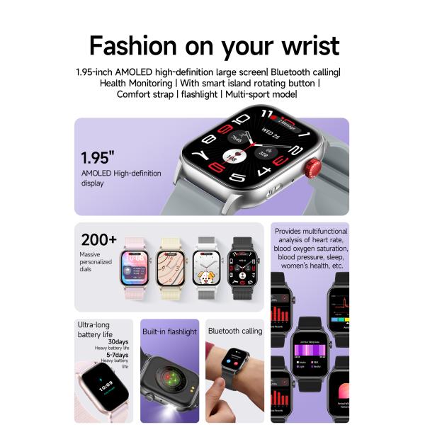 AI Voice Assistant Square Shape Smart Watch Health Monitoring Smart Watch