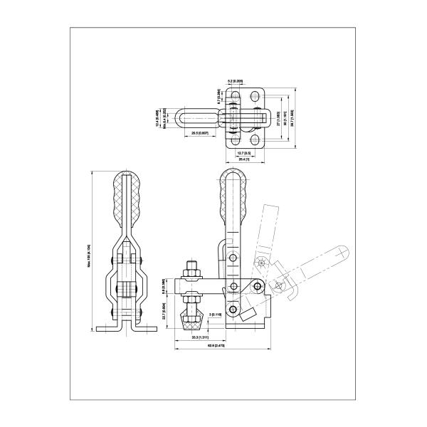 95kg Holding Capacity Kakuta Small Duty Vertical Handle Toggle Clamp