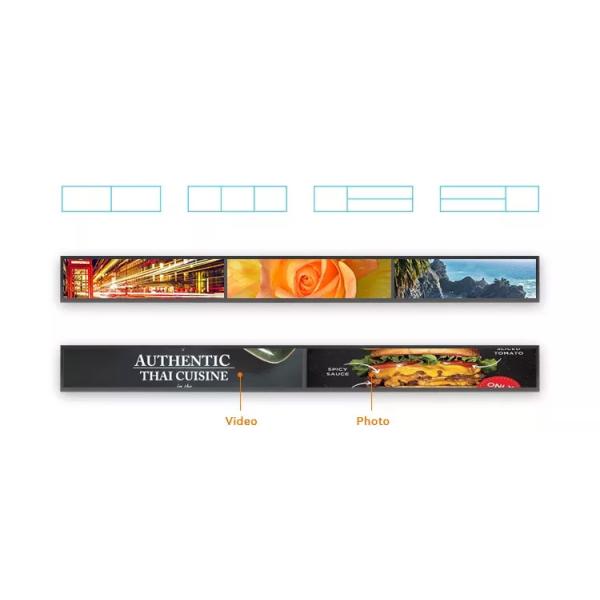 36" Stretched LCD Display strips cuts off edges Ultra Wide Wall Mount