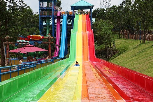 OEM 3 Lanes Commercial Fiberglass Water Slides for Water Attractions