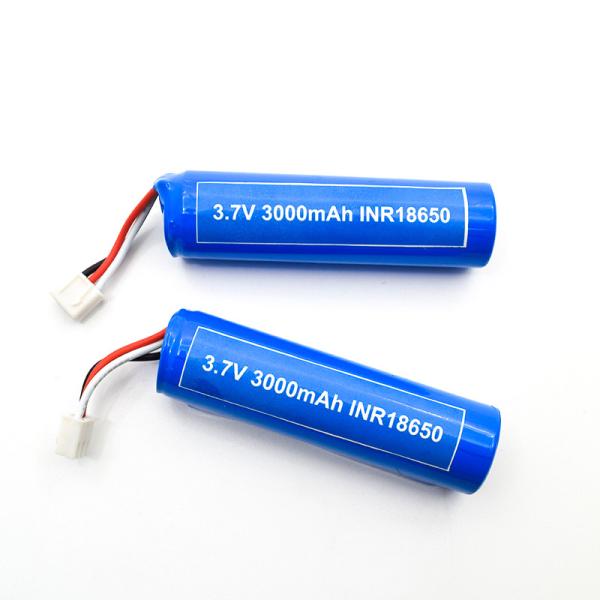 INR 18650 Lithium Ion Battery Cell 3.7v 3000mah Rechargeable With Connector