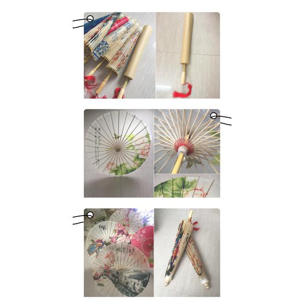 Ancient Chinese Style Oiled Paper Umbrella 42cm Radius 60cm Length Wooden Gourd Top