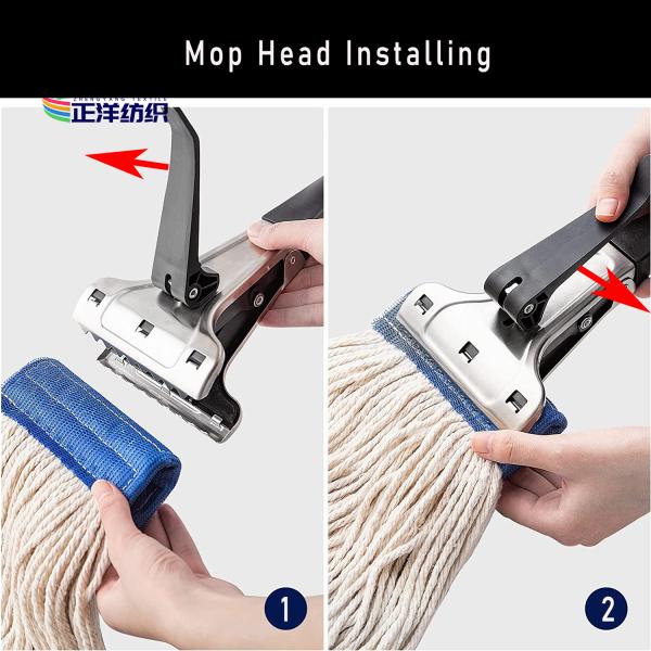 Telescopic Cotton Cleaning Mop 107-178cm Length Aluminum 4PLY Cotton Yarn Mop