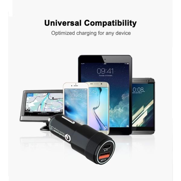 30w Dual USB Fast Car Phone Charger , PD3.0 USB Type C Car Charger For Iphone