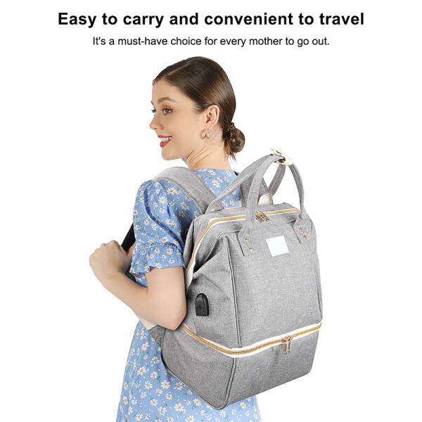 Diaper Bag Backpack Large Waterproof Travel Baby Bags Classic Gray Crossbody 10X7X13"