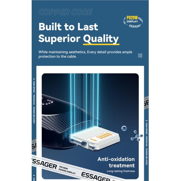 ES-X57 Series USB C To L Lightning Charging Cord 29W For IOS / Earphone