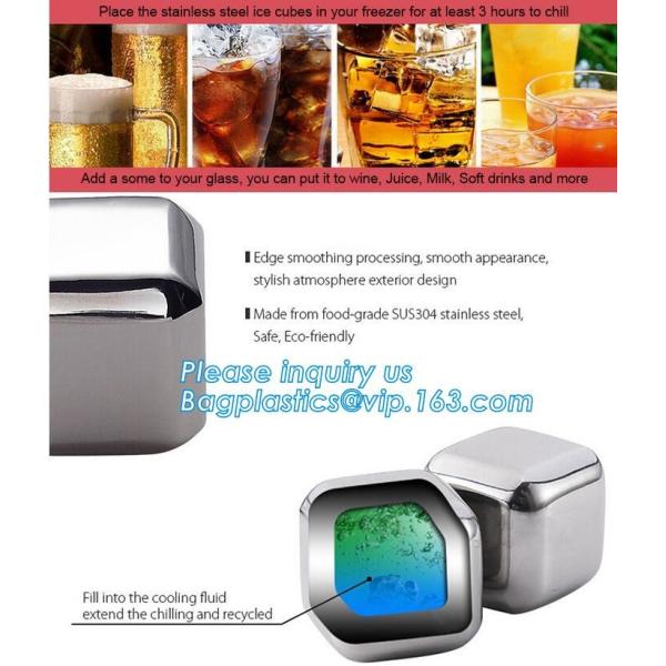Customized stainless steel whiskey ice cube stone, Mini Stainless Steel Ice Cube Whisky Stone wholesale, bagease, pac