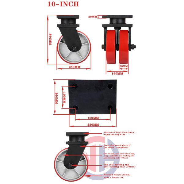 Polyurethane Iron Core Agv Caster Wheel 5/6/4 Inch Heavy Duty Casters