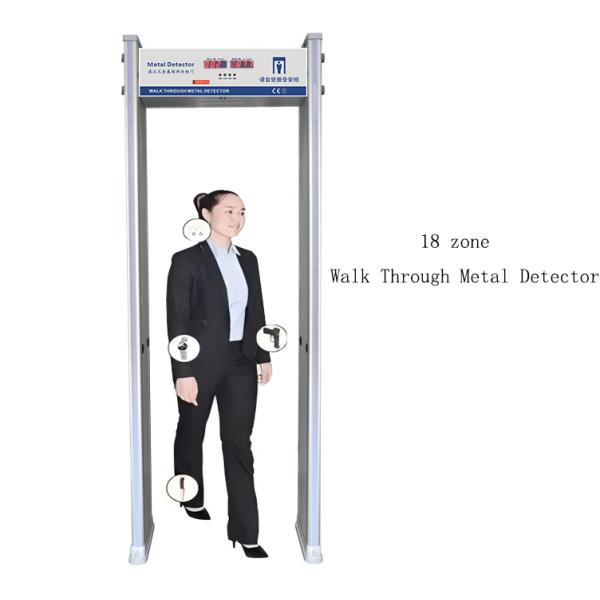 18-Zone Metal Detection Gate With 360-Degree Four-Side Doorpost Lights For Prohibited Item Location