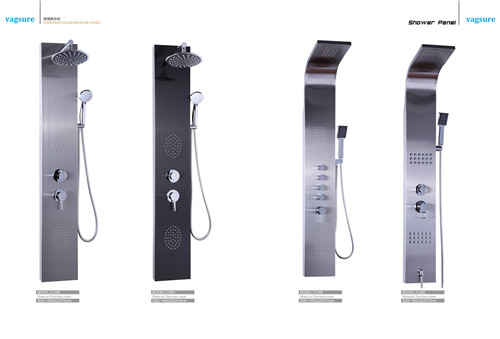 Sliver / Black Shower Columns Panels / Shower Spa Panel With High Pressure Round Shower Head