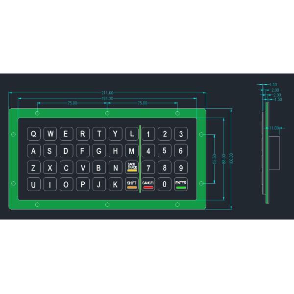 PINPAD 40 key LED waterproof metal keyboard GZ-C001055 R232 interface