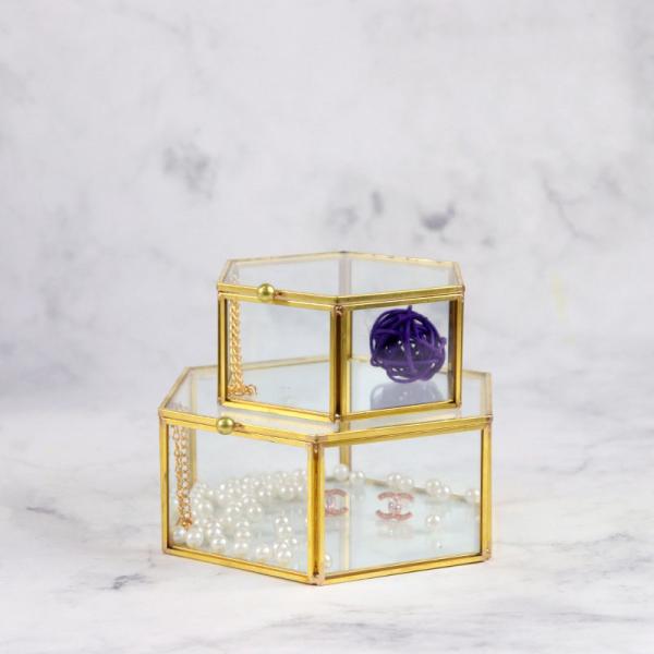 Hexagonal jewelry cover box glass artifact Wedding Decoration storage box gift Yiwu wholesale flower greenhouse
