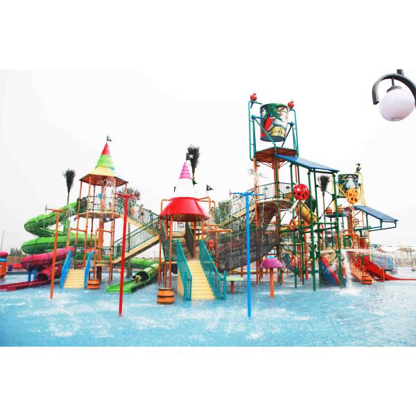 Durable Aqua Playground With Waterpark Slides And Funny Water Bucket