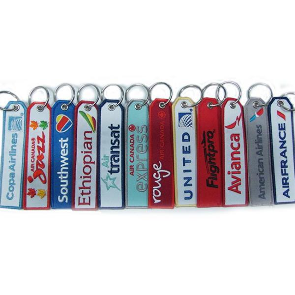 Letter Embroidered KeychainTag Rectangle Shape Twill Background Fabric