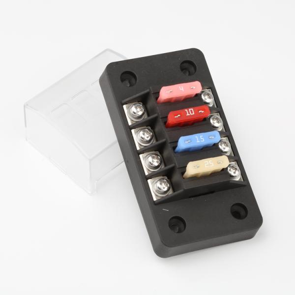 Motorcycle Car Automotive 4 Way Standard Blade Fuse Holder Box Block With Cover And Label Kit